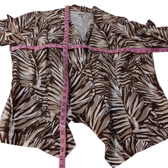 NEW Christopher&Banks Linen Blend Open Jacket XL Loose Flowy Tan Neutrals Plants - Picture 4 of 8